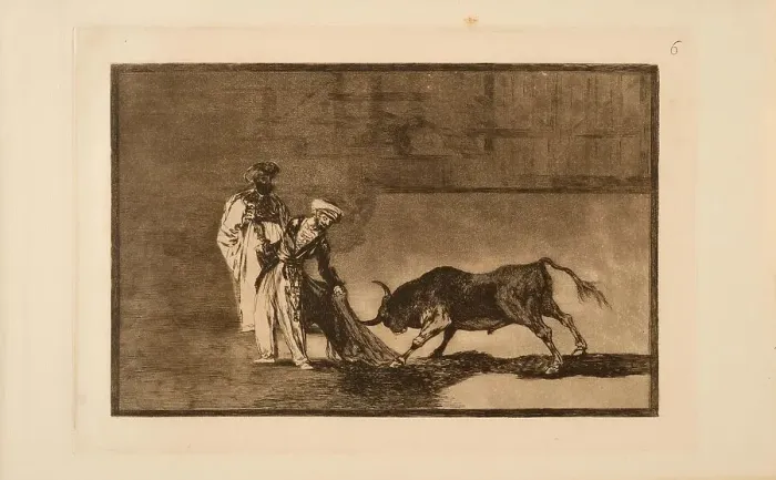 Framed Print : La Tauromaquia: The Moors make a different play in the ring calling the bull with... 1815-1816. Creator: Goya, Francisco, de (1746-1828) Framed Print : La Tauromaquia: The Moors make a different play in the ring calling the bull with... 1815-1816. Creator: Goya, Francisco, de (1746-1828)