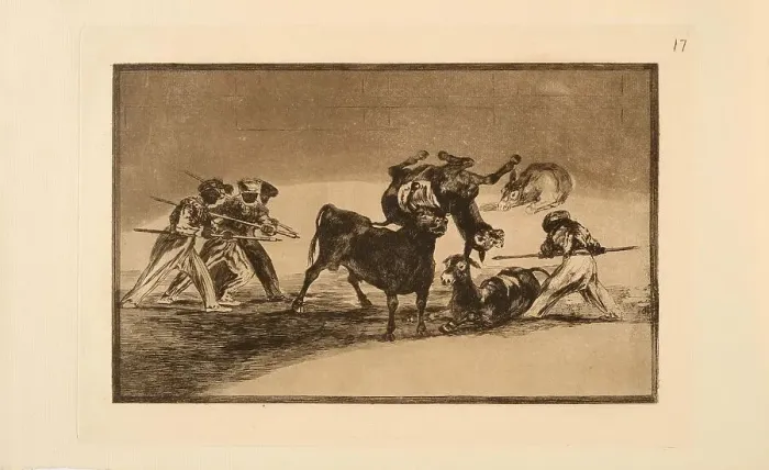 Framed Print : La Tauromaquia: The Moors Use Donkeys as a Barrier to Defend Themselves against the... 1815-1816. Creator: Goya, Francisco, de (1746-1828) Framed Print : La Tauromaquia: The Moors Use Donkeys as a Barrier to Defend Themselves against the... 1815-1816. Creator: Goya, Francisco, de (1746-1828)