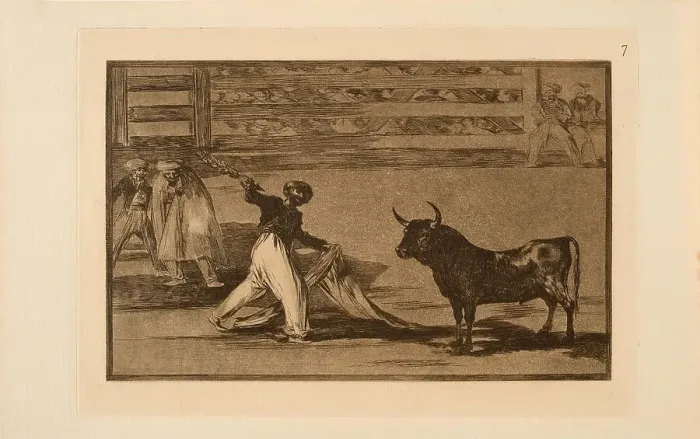 Framed Print : La Tauromaquia: Origin of the Harpoons or Banderillas, 1815-1816. Creator: Goya, Francisco, de (1746-1828) Framed Print : La Tauromaquia: Origin of the Harpoons or Banderillas, 1815-1816. Creator: Goya, Francisco, de (1746-1828)
