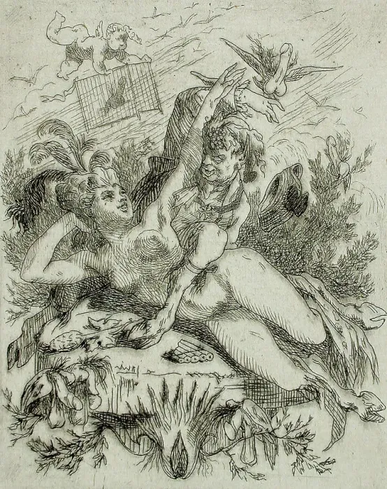 Framed Print : La Tentation, 1867. Creator: Félicien Rops Framed Print : La Tentation, 1867. Creator: Félicien Rops