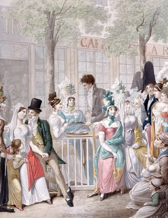 Framed Print : La terrasse du café La Rotonde au Palais Royal en 1814, 1814-1817. Creator: Opiz, Georg Emanuel (1775-1841) Framed Print : La terrasse du café La Rotonde au Palais Royal en 1814, 1814-1817. Creator: Opiz, Georg Emanuel (1775-1841)