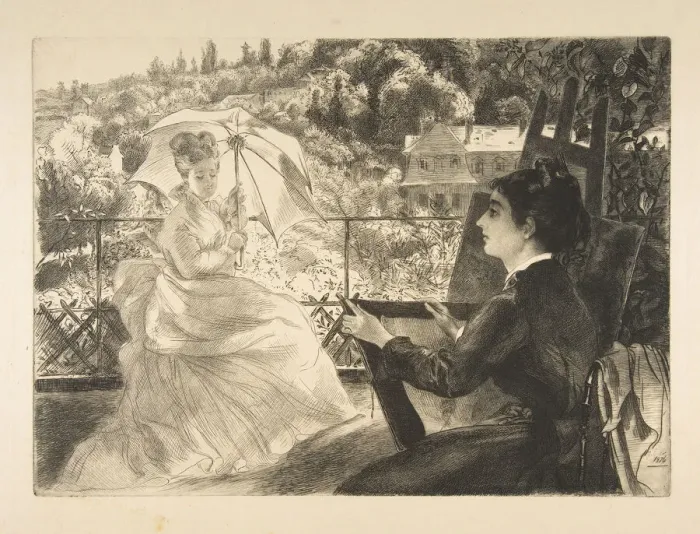 Framed Print : La Terrasse de la VIlla Brancas, 1876. Creator: Felix Bracquemond Framed Print : La Terrasse de la VIlla Brancas, 1876. Creator: Felix Bracquemond