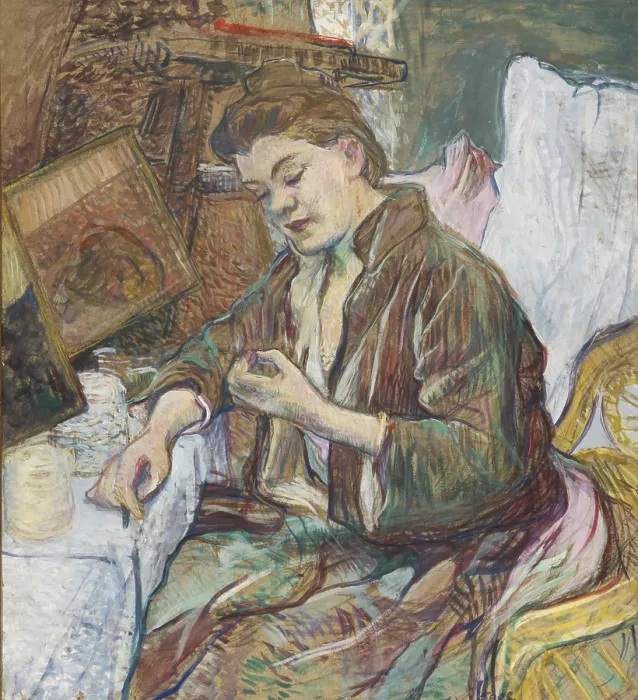 Framed Print : La Toilette: Madame Fabre (Femme se faisant les mains), 1891. Creator: Toulouse-Lautrec, Henri, de (1864-1901) Framed Print : La Toilette: Madame Fabre (Femme se faisant les mains), 1891. Creator: Toulouse-Lautrec, Henri, de (1864-1901)