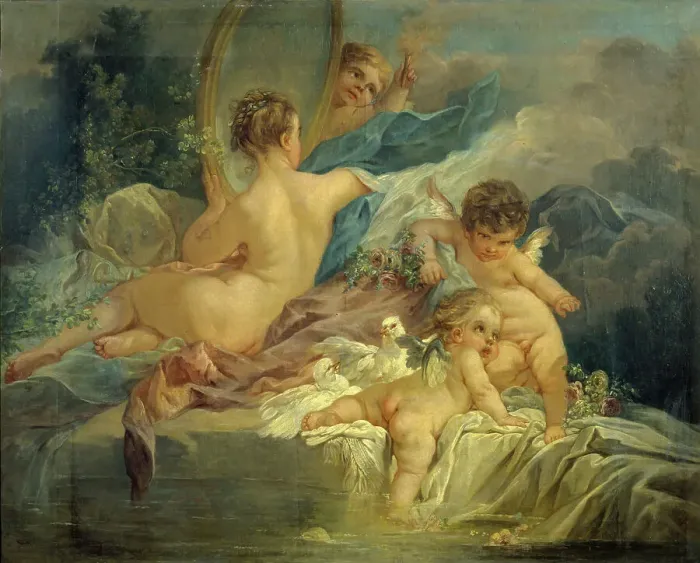 Framed Print : La toilette de Vénus, 18th century. Creator: Francois Boucher Framed Print : La toilette de Vénus, 18th century. Creator: Francois Boucher