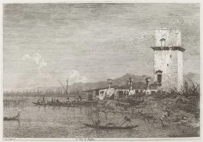 Framed Print : La Torre di Malghera, c. 1735 / 1746. Creator: Canaletto Framed Print : La Torre di Malghera, c. 1735 / 1746. Creator: Canaletto