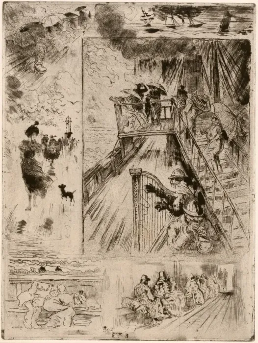 Framed Print : La Traversee (The Passage), 1879-1885. Creator: Felix Hilaire Buhot