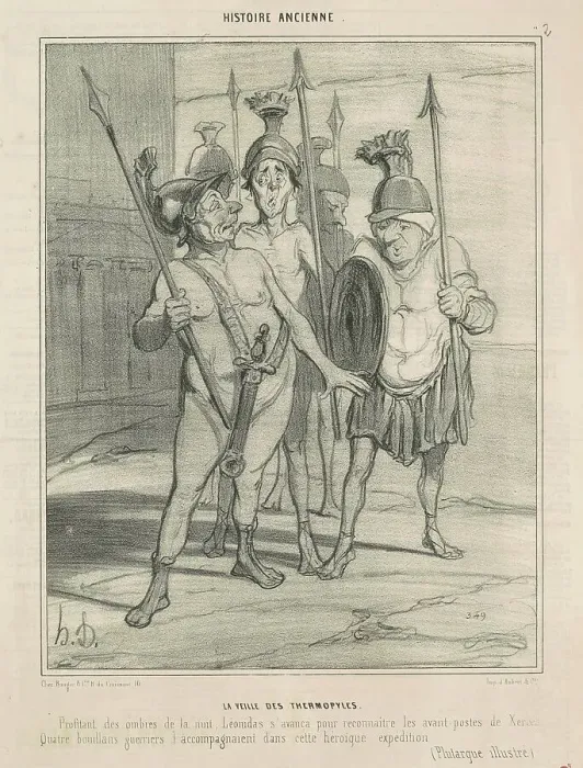 Framed Print : La veille des Thermopyles, 19th century. Creator: Honore Daumier Framed Print : La veille des Thermopyles, 19th century. Creator: Honore Daumier