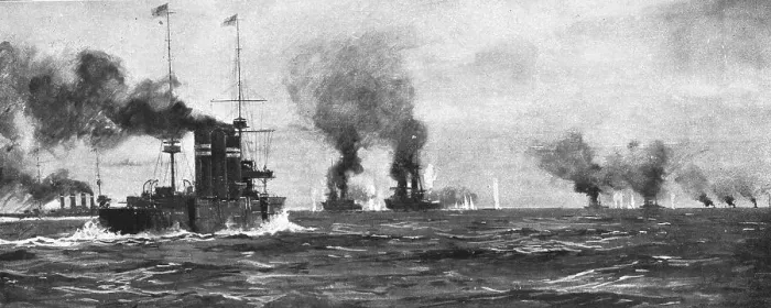 Framed Print : La Victoire Britannique des Iles Falkland; Le combat, 1914. Creator: Unknown Framed Print : La Victoire Britannique des Iles Falkland; Le combat, 1914. Creator: Unknown