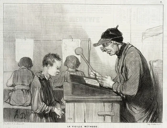 Framed Print : La Vielle Méthode, 1845. Creator: Honore Daumier Framed Print : La Vielle Méthode, 1845. Creator: Honore Daumier