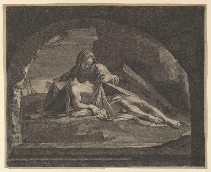 Framed Print : La Vierge au sepulcre. Creator: Jean Morin Framed Print : La Vierge au sepulcre. Creator: Jean Morin
