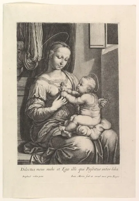 Framed Print : La Vierge a l enfant, a la rose. Creator: Jean Morin Framed Print : La Vierge a l enfant, a la rose. Creator: Jean Morin