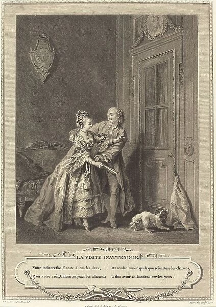 La visite inattendue, 1774. The Unexpected Visit. Creator: Nicolas-Joseph Voyez