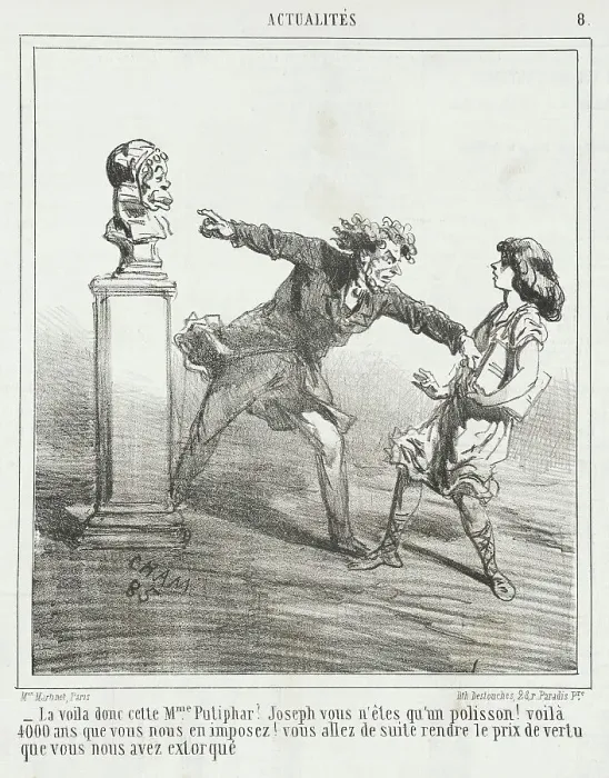 Framed Print : La voila donc cette Mme. Putiphar? Joseph vous n'êtes qu'un polisson! Voilà 4.000 ans que... 1866. Creator: Cham Framed Print : La voila donc cette Mme. Putiphar? Joseph vous n'êtes qu'un polisson! Voilà 4.000 ans que... 1866. Creator: Cham