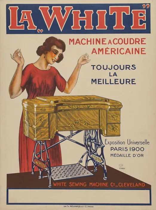 Framed Print : La White, machine à coudre américaine, c. 1912. Creator: Anonymous Framed Print : La White, machine à coudre américaine, c. 1912. Creator: Anonymous
