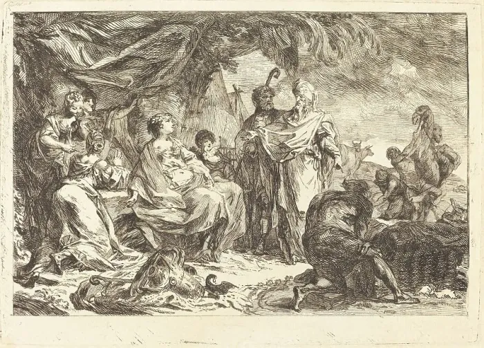 Framed Print : Laban cherchant ses dieux, 1753. Creator: Gabriel de Saint-Aubin Framed Print : Laban cherchant ses dieux, 1753. Creator: Gabriel de Saint-Aubin
