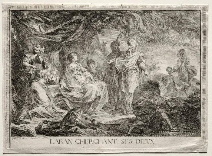 Framed Print : Laban cherchant ses dieux. Creator: Augustin de Saint-Aubin (French, 1736-1807) Framed Print : Laban cherchant ses dieux. Creator: Augustin de Saint-Aubin (French, 1736-1807)