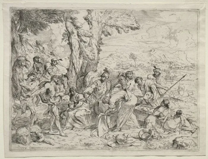 Framed Print : Laban Searching for Idols in Rachels Baggage, c. 1635. Creator: Giovanni Benedetto Castiglione Framed Print : Laban Searching for Idols in Rachels Baggage, c. 1635. Creator: Giovanni Benedetto Castiglione