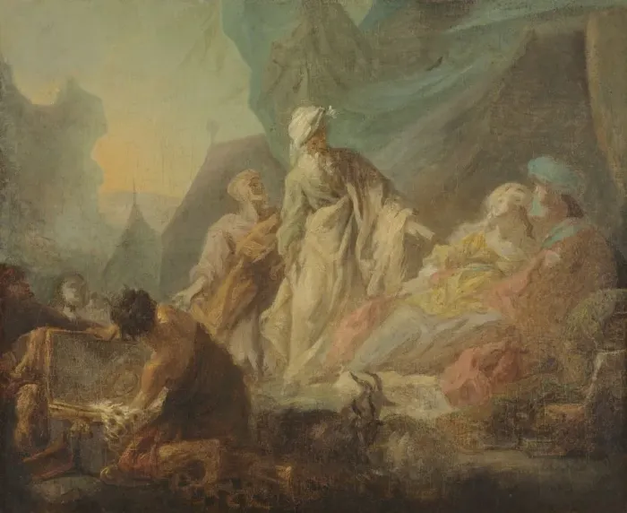 Framed Print : Laban Searching for His Stolen Gods, 1753. Creator: Augustin de Saint-Aubin (French, 1736-1807) Framed Print : Laban Searching for His Stolen Gods, 1753. Creator: Augustin de Saint-Aubin (French, 1736-1807)