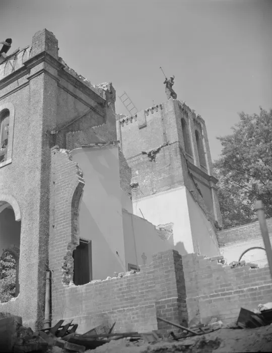 Framed Print : Laborers wrecking buildings on Independence Avenue, Washington, D. C, 1942. Creator: Gordon Parks Framed Print : Laborers wrecking buildings on Independence Avenue, Washington, D. C, 1942. Creator: Gordon Parks