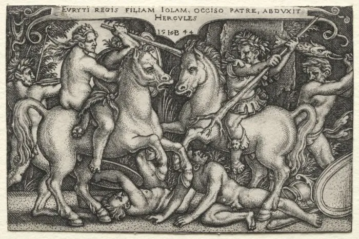 Framed Print : The Labors of Hercules: Hercules Abducting Iole, 1544. Creator: Hans Sebald Beham (German Framed Print : The Labors of Hercules: Hercules Abducting Iole, 1544. Creator: Hans Sebald Beham (German