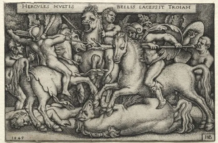 Framed Print : The Labors of Hercules: Hercules Conquering Troy, 1545. Creator: Hans Sebald Beham (German Framed Print : The Labors of Hercules: Hercules Conquering Troy, 1545. Creator: Hans Sebald Beham (German