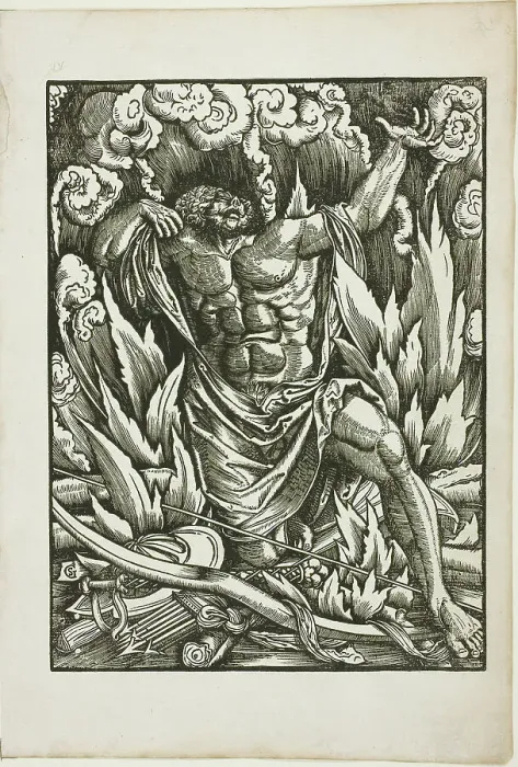 Framed Print : The Labors of Hercules: Hercules on the Pyre, c. 1528. Creator: Gabriel Salmon Framed Print : The Labors of Hercules: Hercules on the Pyre, c. 1528. Creator: Gabriel Salmon