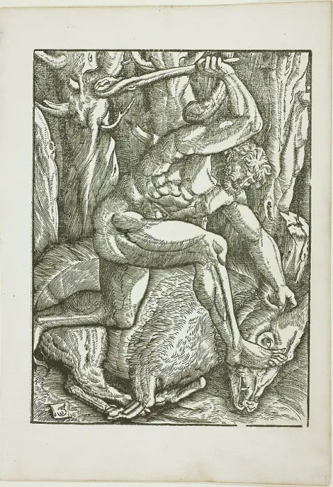 Framed Print : The Labors of Hercules: Hercules Subduing the Erymanthian Boar, c. 1528. Creator: Gabriel Salmon Framed Print : The Labors of Hercules: Hercules Subduing the Erymanthian Boar, c. 1528. Creator: Gabriel Salmon