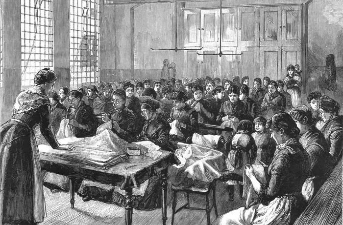 Framed Print : The Labour Test : Needlework, 1886. Creator: Unknown Framed Print : The Labour Test : Needlework, 1886. Creator: Unknown