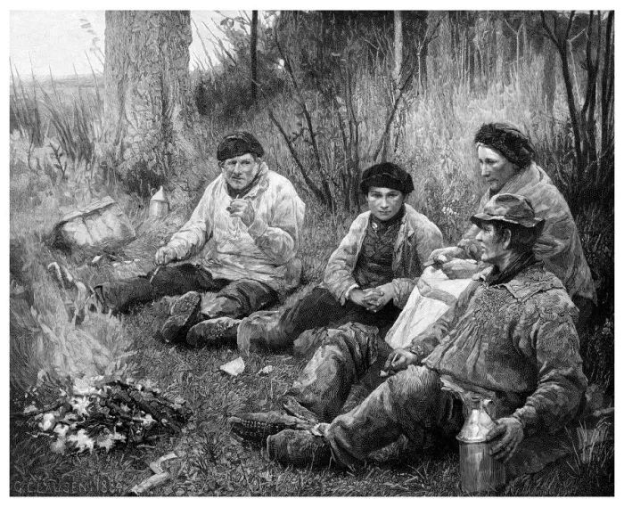 Framed Print : Labourers after dinner, 1895. Artist: JM Johnstone Framed Print : Labourers after dinner, 1895. Artist: JM Johnstone