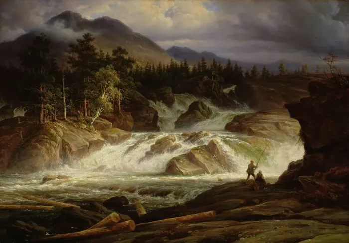 Framed Print : The Labro Falls, 1838. Creator: Thomas Fearnley Framed Print : The Labro Falls, 1838. Creator: Thomas Fearnley