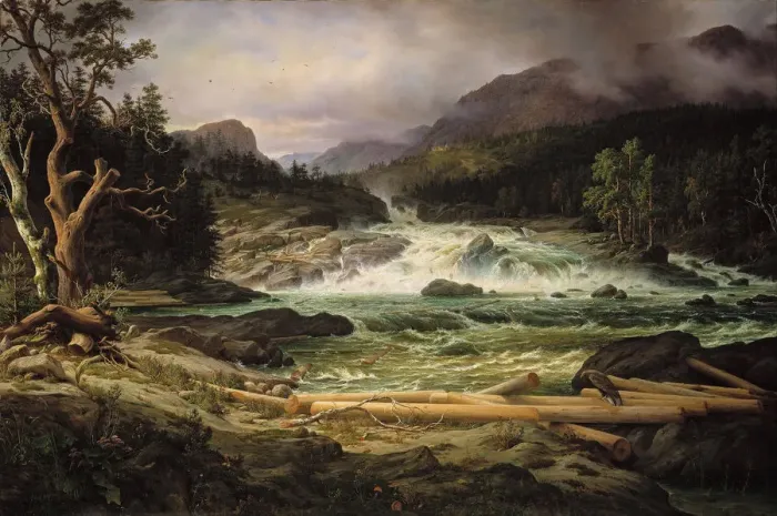 Framed Print : Labrofossen near Kongsberg. Artist: Fearnley, Thomas (1802-1842)