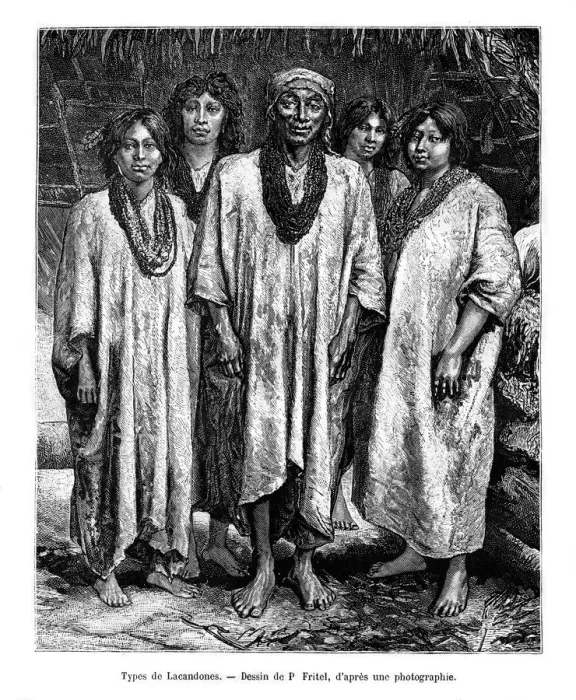 Framed Print : Lacandon people, 19th century. Artist: Pierre Fritel Framed Print : Lacandon people, 19th century. Artist: Pierre Fritel