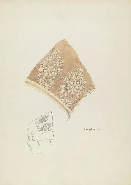 Framed Print : Lace Cap, c. 1937. Creator: Gladys C. Parker Framed Print : Lace Cap, c. 1937. Creator: Gladys C. Parker