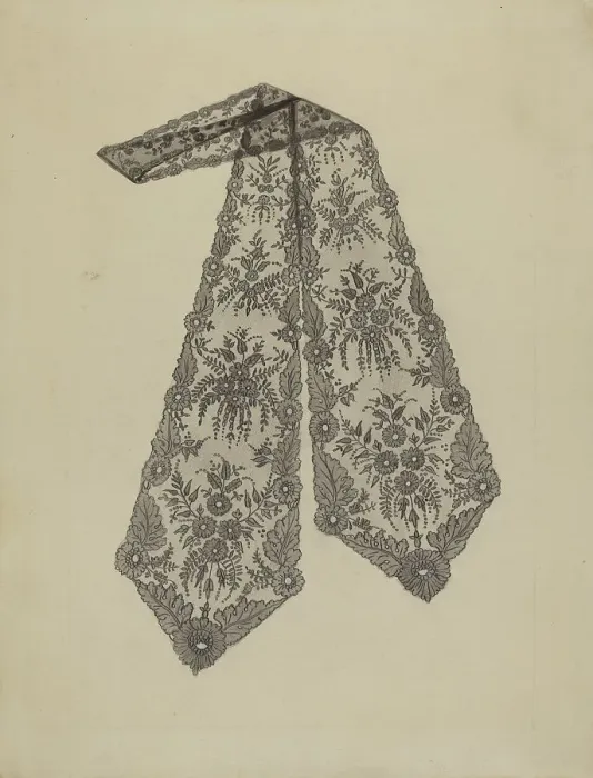 Framed Print : Lace Cravat, 1935 / 1942. Creator: Jean Peszel Framed Print : Lace Cravat, 1935 / 1942. Creator: Jean Peszel