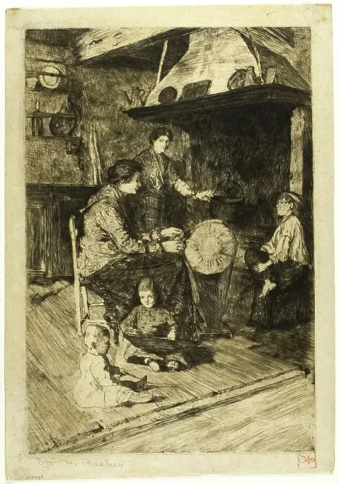 Framed Print : The Lace Maker, 1880 / 1882. Creator: Otto Henry Bacher Framed Print : The Lace Maker, 1880 / 1882. Creator: Otto Henry Bacher
