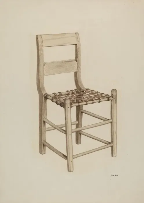 Framed Print : Laced Chair, c. 1940. Creator: Pearl Davis Framed Print : Laced Chair, c. 1940. Creator: Pearl Davis