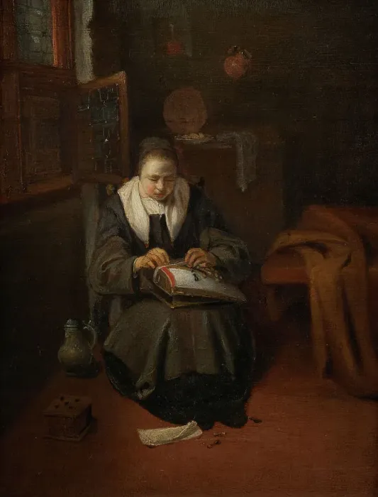 Framed Print : The lacemaker, between 1652 and 1693. Creator: Nicolaes Maes Framed Print : The lacemaker, between 1652 and 1693. Creator: Nicolaes Maes
