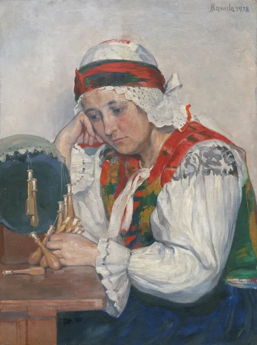 Framed Print : The Lacemaker, 1928. Creator: Jozef Hanula Framed Print : The Lacemaker, 1928. Creator: Jozef Hanula