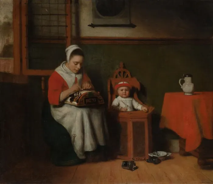 Framed Print : The Lacemaker, ca. 1656. Creator: Nicolaes Maes Framed Print : The Lacemaker, ca. 1656. Creator: Nicolaes Maes