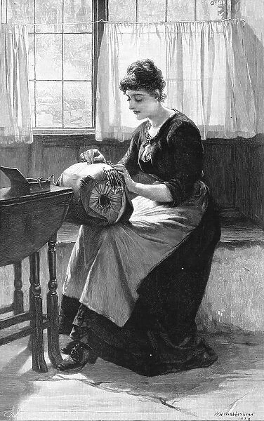 'Lacemaking'; after William H Weatherhead, R.I. 1890. Creator: Unknown. 'Lacemaking'; after William H Weatherhead, R.I. 1890. Creator: Unknown