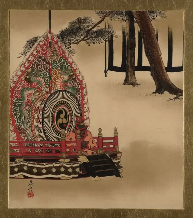 Framed Print : Lacquer Paintings of Various Subjects: Drum for Gagaku Dance, 1882. Creator: Shibata Zeshin