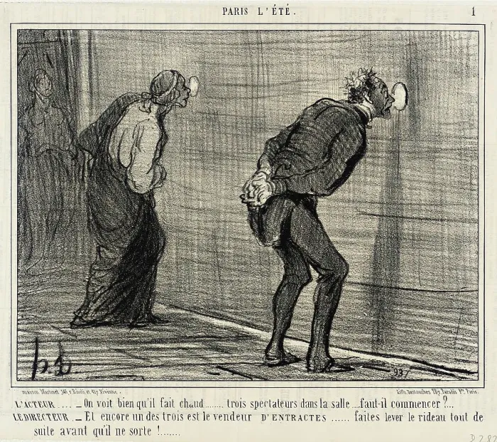 Framed Print : L'Acteur...on voit bien qu'il fait chaud... 1856. Creator: Honore Daumier Framed Print : L'Acteur...on voit bien qu'il fait chaud... 1856. Creator: Honore Daumier