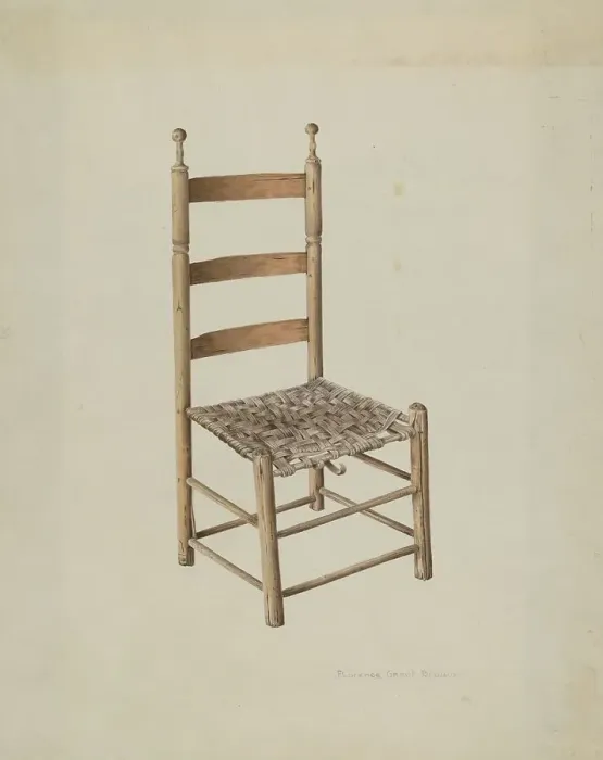 Framed Print : Ladder Back Chair, 1935 / 1942. Creator: Florence Grant Brown Framed Print : Ladder Back Chair, 1935 / 1942. Creator: Florence Grant Brown