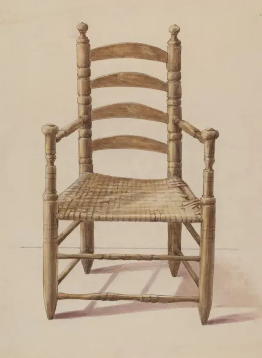 Framed Print : Ladder Back Chair, 1935 / 1942. Creator: Unknown Framed Print : Ladder Back Chair, 1935 / 1942. Creator: Unknown
