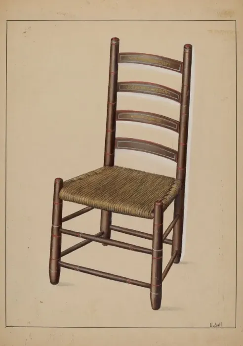 Framed Print : Ladder Back Chair, c. 1937. Creator: Adelaide Dyball Framed Print : Ladder Back Chair, c. 1937. Creator: Adelaide Dyball