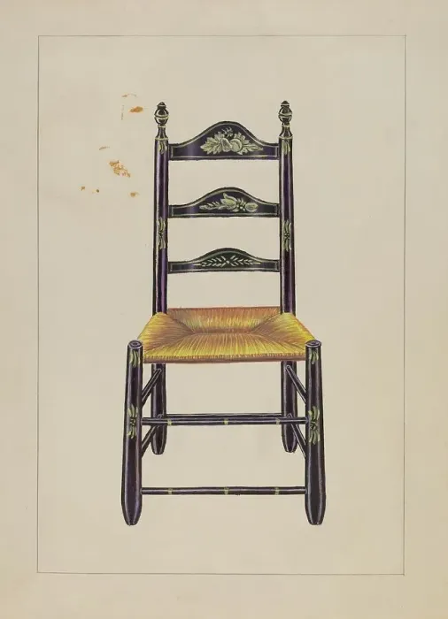 Framed Print : Ladderback Chair, c. 1936. Creator: Gerald Bernhardt Framed Print : Ladderback Chair, c. 1936. Creator: Gerald Bernhardt
