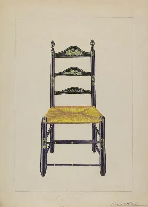 Framed Print : Ladderback Chair, c. 1936. Creator: Gerald Bernhardt Framed Print : Ladderback Chair, c. 1936. Creator: Gerald Bernhardt