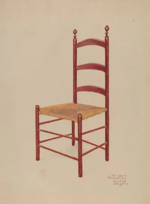 Framed Print : Ladderback Chair, c. 1937. Creator: Julie C Brush Framed Print : Ladderback Chair, c. 1937. Creator: Julie C Brush