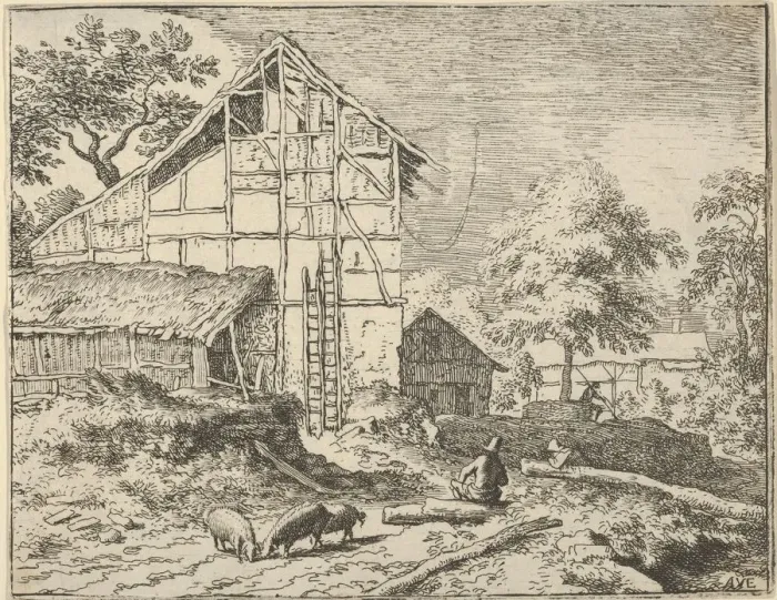 Framed Print : The Two Ladders, 17th century. Creator: Allart van Everdingen Framed Print : The Two Ladders, 17th century. Creator: Allart van Everdingen