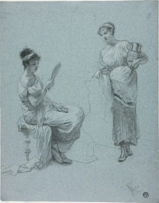 Framed Print : Two Ladies of Ancient Rome, c.1893. Creator: Paolo Mei Framed Print : Two Ladies of Ancient Rome, c.1893. Creator: Paolo Mei